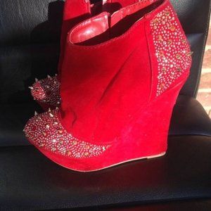 Alba red studded heels size 9